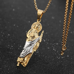 St. Jude Thaddeus Pray For Us Pendant with Box Chain Necklace