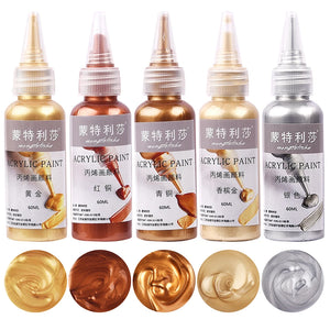 60ml Metallic Silver Copper Acrylic Paint for Epoxy Resin Jewelry DIY