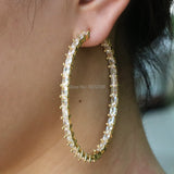 Bling Princess Cut Baguette Hoop Earrings Rhinestone Zirconia Charm Earrings