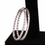 Bling Princess Cut Baguette Hoop Earrings Rhinestone Zirconia Charm Earrings