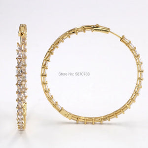 Bling Princess Cut Baguette Hoop Earrings Rhinestone Zirconia Charm Earrings
