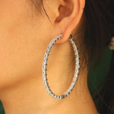 Bling Princess Cut Baguette Hoop Earrings Rhinestone Zirconia Charm Earrings