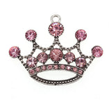 60mm Pink Rhinestone Crown Pendant - Sparkling Statement Jewelry