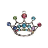 60mm Pink Rhinestone Crown Pendant - Sparkling Statement Jewelry