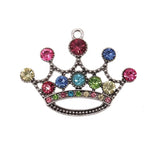 60mm Pink Rhinestone Crown Pendant - Sparkling Statement Jewelry