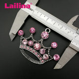 60mm Pink Rhinestone Crown Pendant - Sparkling Statement Jewelry