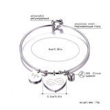 Stainless Steel Love Heart Crystal Charm Bracelet & Bangle For Women