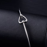 Stainless Steel Love Heart Crystal Charm Bracelet & Bangle For Women