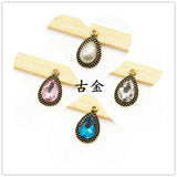 60pcs Water Drop Pendants DIY Jewelry Findings Crystal Rhinestone Charms