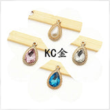 60pcs Water Drop Pendants DIY Jewelry Findings Crystal Rhinestone Charms