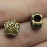 60pcs Dog Paw European Big Hole Beads for Jewelry Making