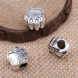 60pcs Dog Paw European Big Hole Beads for Jewelry Making