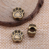 60pcs Dog Paw European Big Hole Beads for Jewelry Making