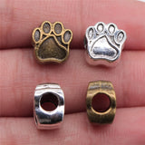 60pcs Dog Paw European Big Hole Beads for Jewelry Making