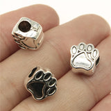 60pcs Dog Paw European Big Hole Beads for Jewelry Making