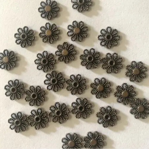 60pcs 13MM Daisy Flower Charms Findings in Copper Tone