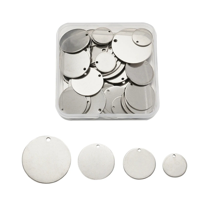 60pcs Stainless Steel Charms Blank Pendants for Necklaces DIY Jewelry Making