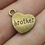60pcs 15x18mm Family Brother Heart Charm Antique Silver/Bronze
