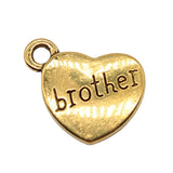 60pcs 15x18mm Family Brother Heart Charm Antique Silver/Bronze