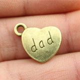 60pcs Dad Heart Pendant Charm for Jewelry Making