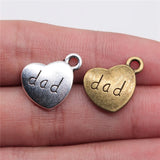 60pcs Dad Heart Pendant Charm for Jewelry Making