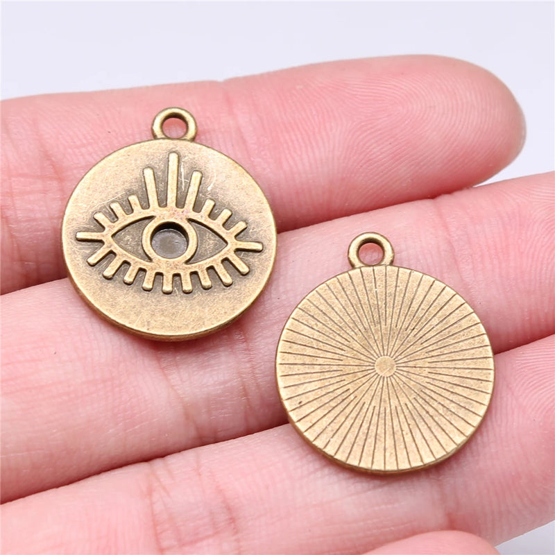 60pcs Eye Charms Jewelry Making Antique Silver Bronze Findings