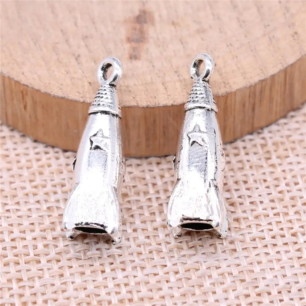 60pcs 3D Rocket Charm Jewelry Making Accessories Antique Silver Bronze