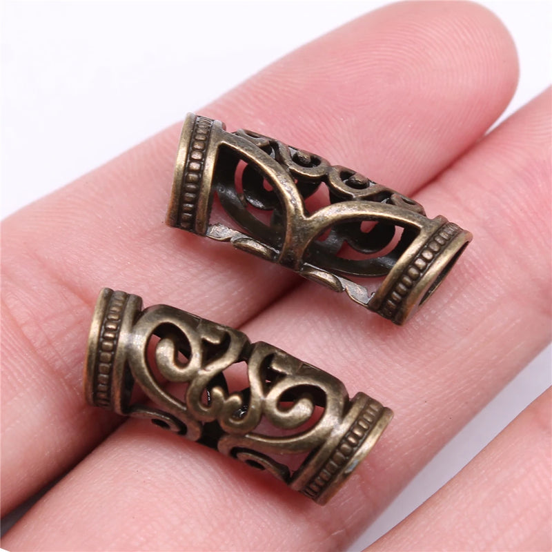 60pcs 26x9mm African Hair Braid Tube Metal Dread Bead Jewelry Findings