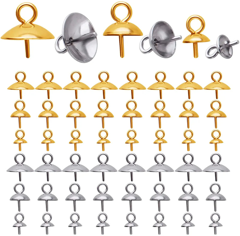 60pcs Stainless Steel Eye Pin Bail Caps Pendants for Jewelry Making