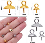 60pcs Stainless Steel Eye Pin Bail Caps Pendants for Jewelry Making