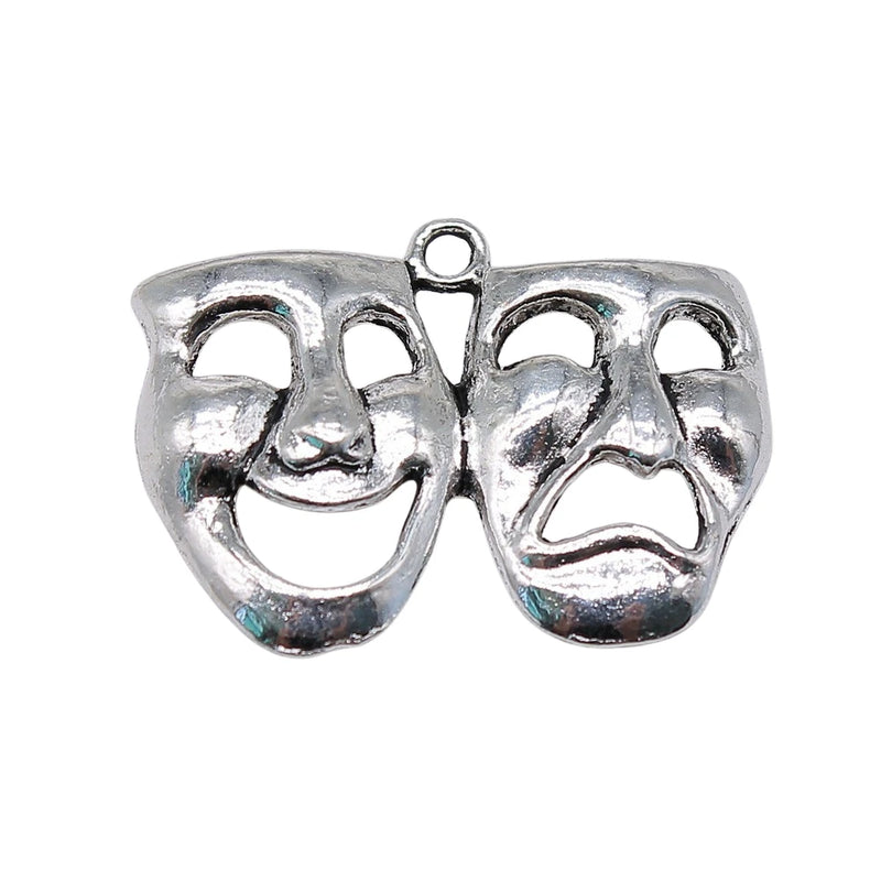 60pcs Drama Mask Theatre Comedy Tragedy Art Pendant DIY Bracelet Necklace