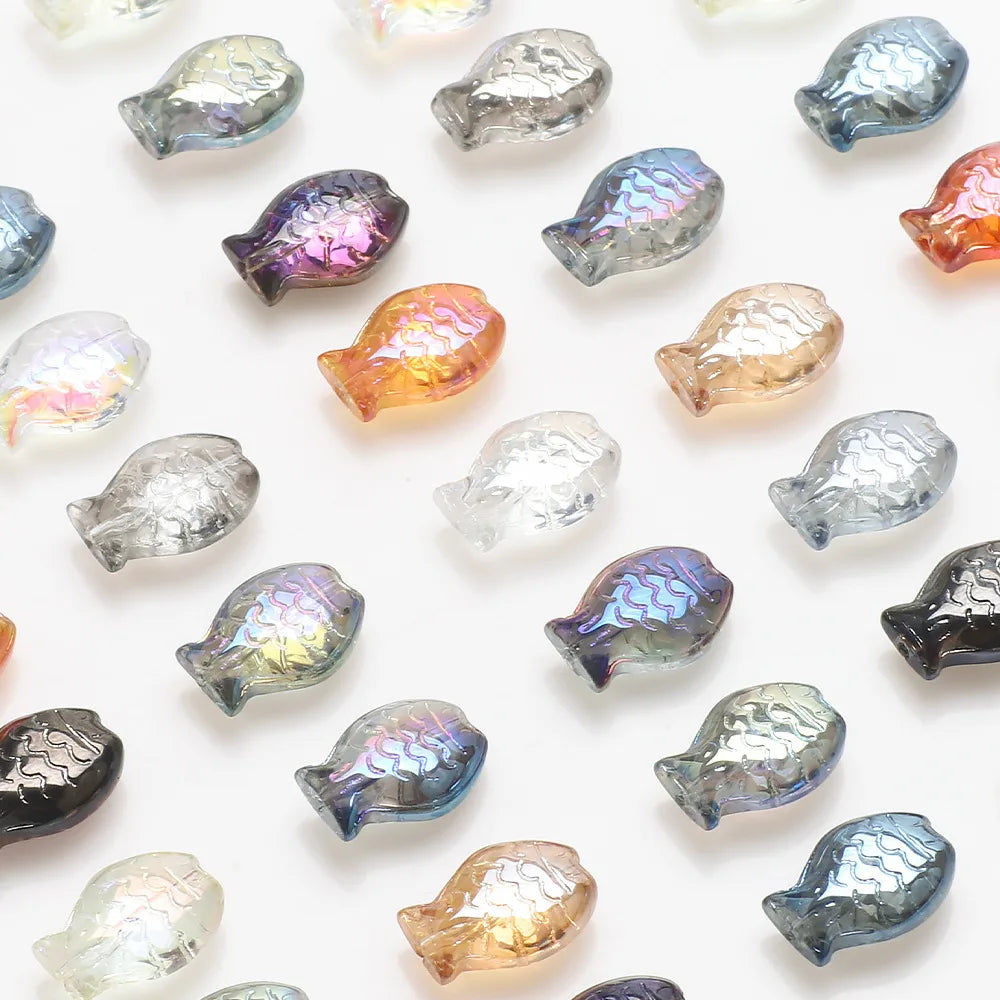 60pcs 3D Aurora Irregular Japanese Fish Glass Beads Multicolor Spacer
