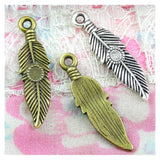 60pcs 8.5*30MM Feather Charms Necklace Bracelet Pendants DIY Jewelry Findings