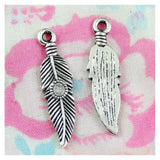 60pcs 8.5*30MM Feather Charms Necklace Bracelet Pendants DIY Jewelry Findings