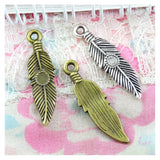 60pcs 8.5*30MM Feather Charms Necklace Bracelet Pendants DIY Jewelry Findings