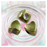 60pcs Antique Bronze Plated Heart Charms Bracelet Beads DIY Jewelry Accessories