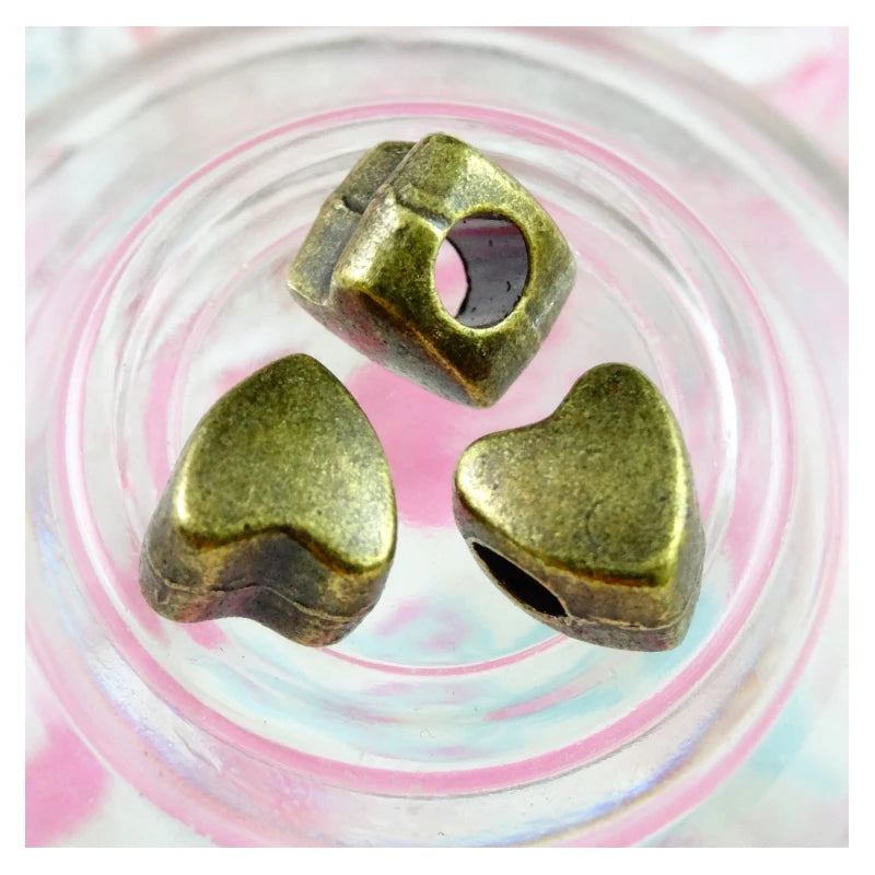 60pcs Antique Bronze Plated Heart Charms Bracelet Beads DIY Jewelry Accessories