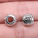 60pcs Sun Face Beads Charms DIY Bracelet Making Antique Silver