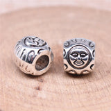 60pcs Sun Face Beads Charms DIY Bracelet Making Antique Silver