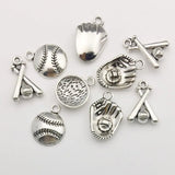 60pcs Alloy Baseball Sports Charms for DIY Jewellery Making