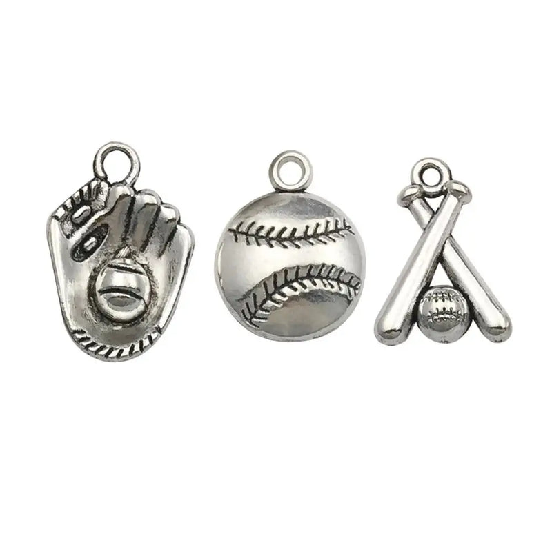 60pcs Alloy Baseball Sports Charms for DIY Jewellery Making