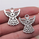 60pcs Angel Charms Metal Jewelry Making Antique Silver 25x27mm