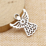 60pcs Angel Charms Metal Jewelry Making Antique Silver 25x27mm