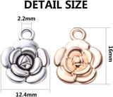 60pcs Antique Rose Flower Charms for Jewelry Making, 2 Colors