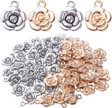 60pcs Antique Rose Flower Charms for Jewelry Making, 2 Colors