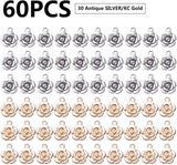 60pcs Antique Rose Flower Charms for Jewelry Making, 2 Colors