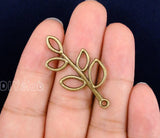 60pcs Bronze 2 Sided Branch Charms Pendant 40x19mm