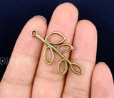 60pcs Bronze 2 Sided Branch Charms Pendant 40x19mm