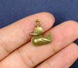 60pcs Antique Bronze Duck Charms Pendants 18x16mm