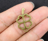60pcs Antique Bronze Clover Charms Pendant 28x18mm